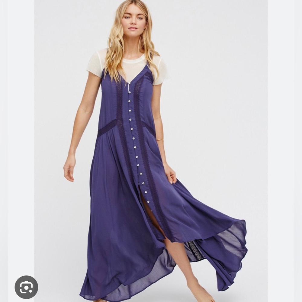 Intimately by Free People slip maxi dress, dark blue, size medium